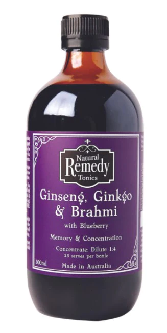 Natural Remedy Tonics Ginseng, Ginkgo & Brahmi
